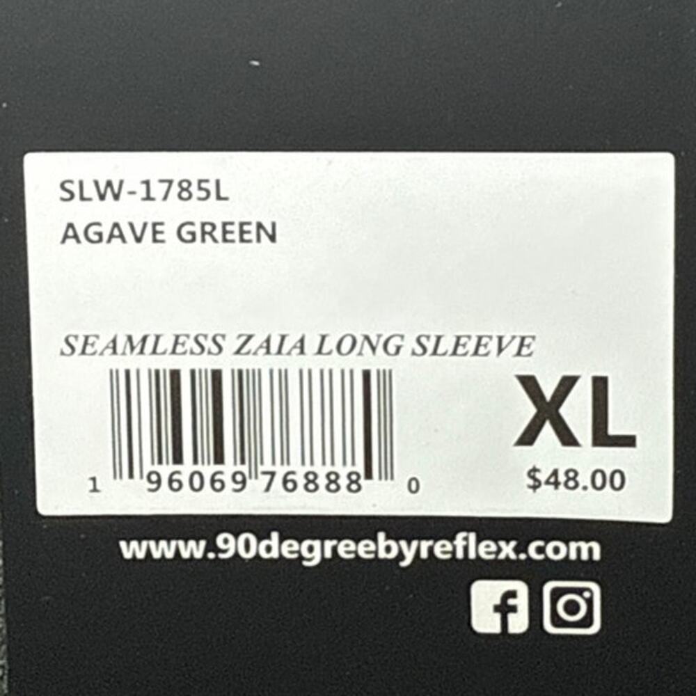 NWT 90 Degree‎ by Reflex seamless zaia agave green long sleeve shirt womens XL - Picture 2 of 9